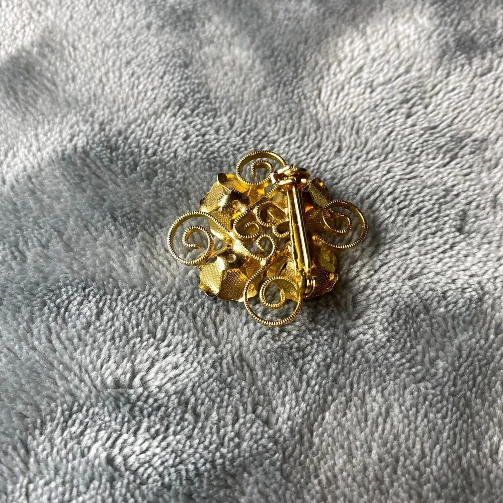 Lot Of 3 Avon Brooches Mid-century Modern Vintage Estate Gold Tone